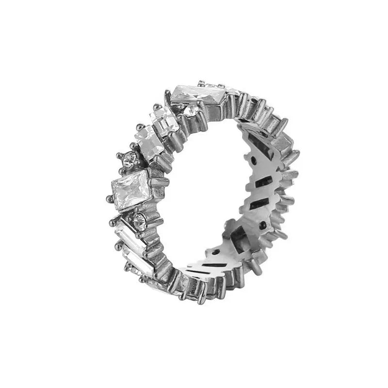 Stainless Steel Ring for Women Inlaid Zircon Rings Waterproof Romantic Fashion Jewelry - memorylane shop