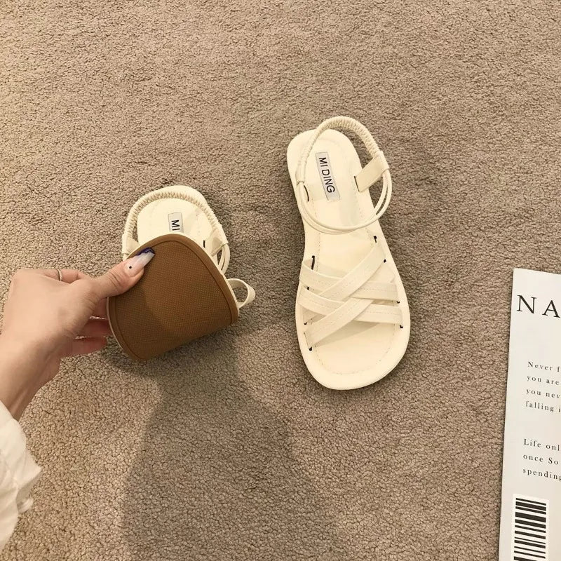 Summer Sandals New Fashion Simple Women Shoes Soft Comfort Versatile Flat Shoe Beach Retro Daily Roman Shoes Босоножки Женские