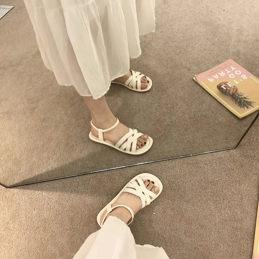 Summer Sandals New Fashion Simple Women Shoes Soft Comfort Versatile Flat Shoe Beach Retro Daily Roman Shoes Босоножки Женские