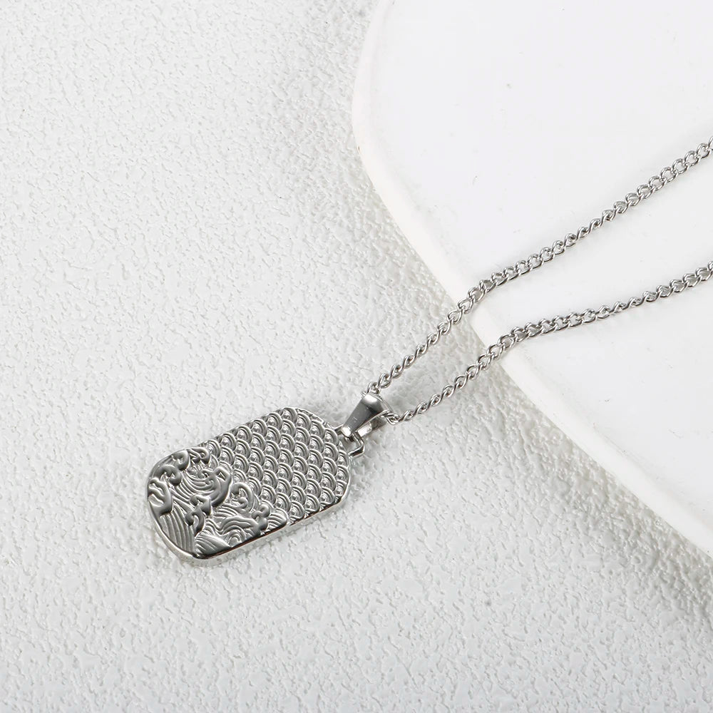Square Pendants Delicate Stainless Steel Chain Pendant Necklace For Women Necklace - memorylane shop