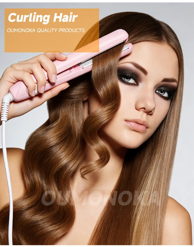 3-in-1 Hair Straightener for Hair Mini Flat Iron Styling Tools & Appliances Brush Beard Salon Hair Curler Professional Hot Comb