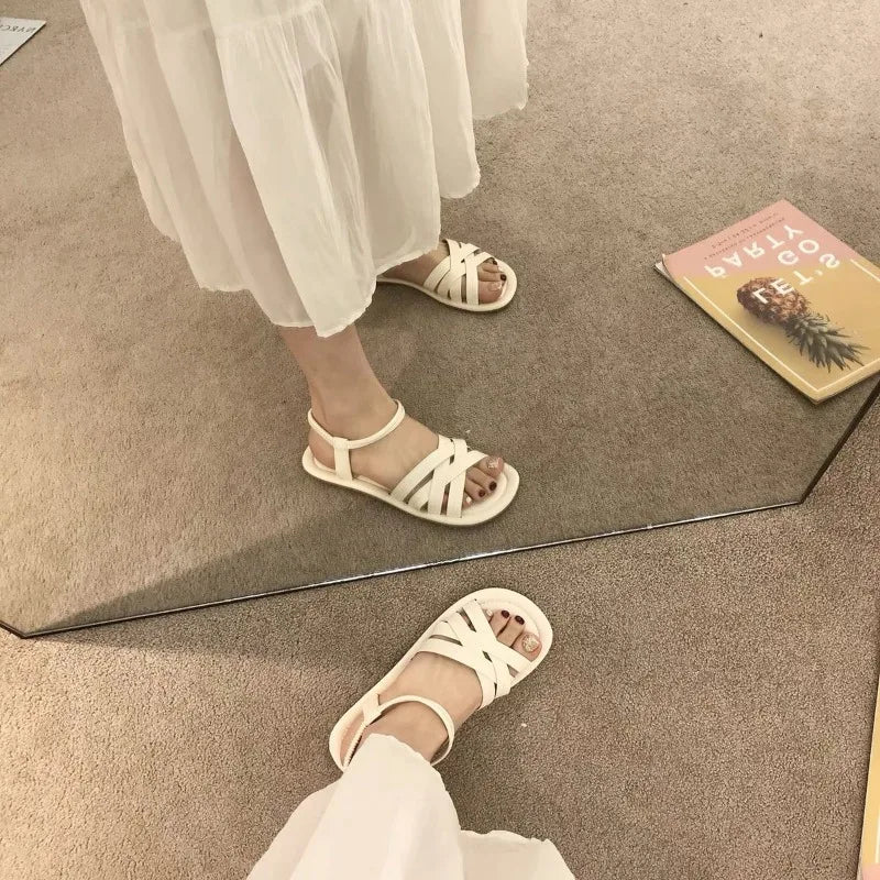 Summer Sandals New Fashion Simple Women Shoes Soft Comfort Versatile Flat Shoe Beach Retro Daily Roman Shoes Босоножки Женские