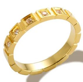 Personality Round Beads Ring Band Small Clear Crystal Zircon Waterproof Stainless Steel Rings Simple Granular Fine Jewelry - memorylane shop
