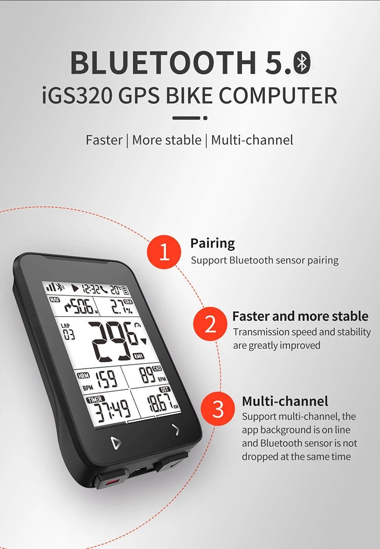 IGPSPORT iGS320 TYPE - C Blu5.0 ANT+ long battery 2.4 inch Outdoor Gps Bike Computer Navigation Tracking Wireless Speedometer - memorylane shop