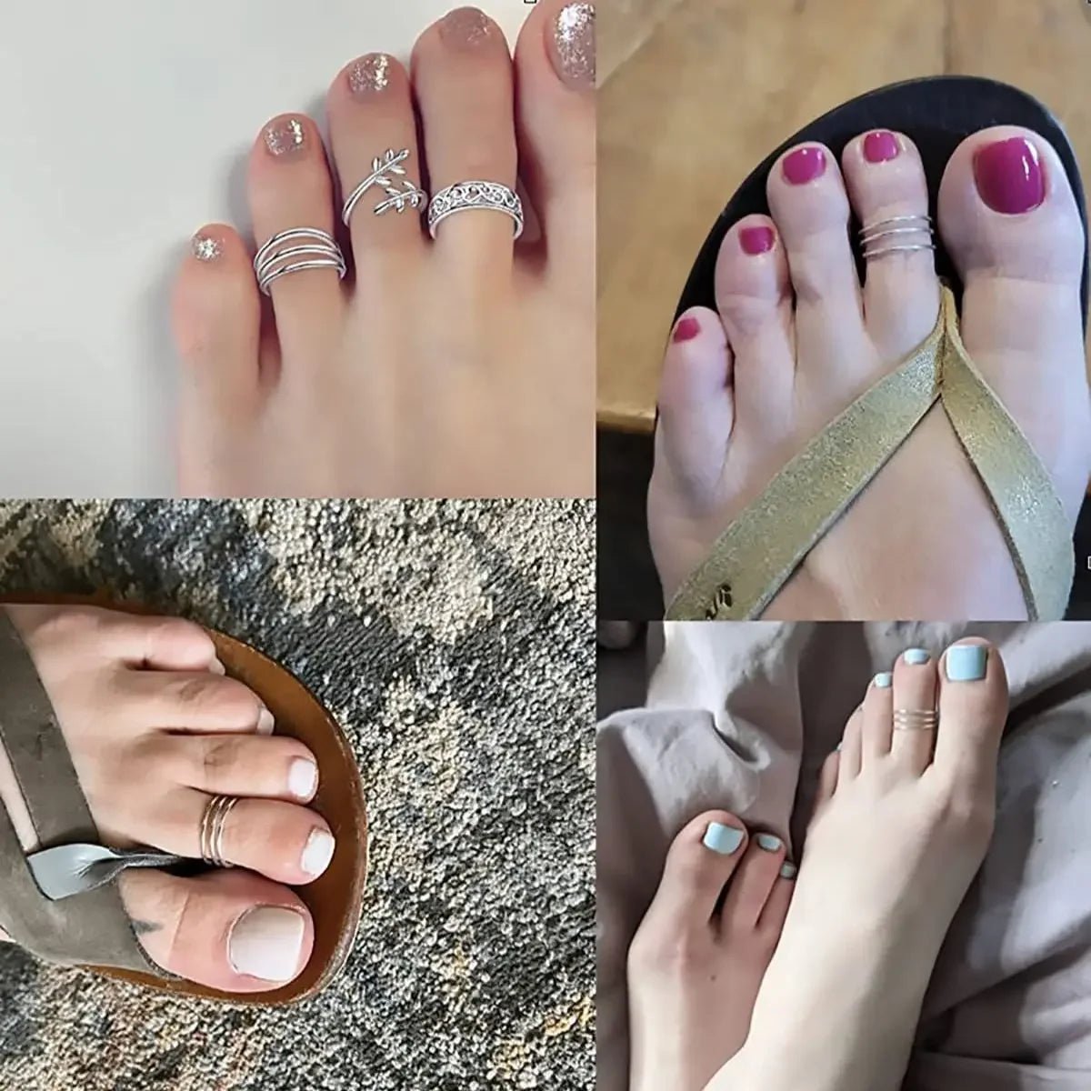 Summer Fashion Foot Leg Beach Stainless Steel Toe Rings - 3pcs Hollow Arrow Head Rings for Women summer toe ring - memorylane shop