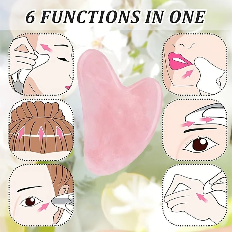 Facial Roller Set, Heart Face Massager, Body Gua Sha, 4 Seasons Double - Ended Beauty Stick Tools for Skincare - memorylane shop