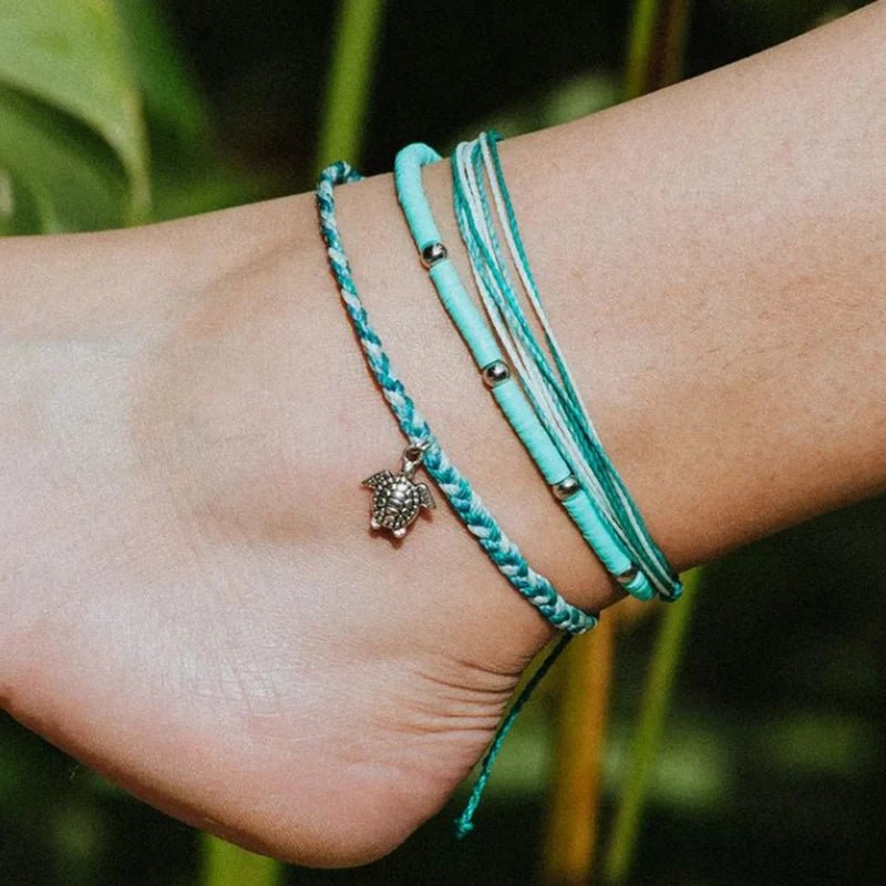 Summer Beach Silver Color Turtle Shaped Anklets For Women Hollow Animal Beaded Anklet Bracelet On the Leg Foot Jewelry - memorylane shop