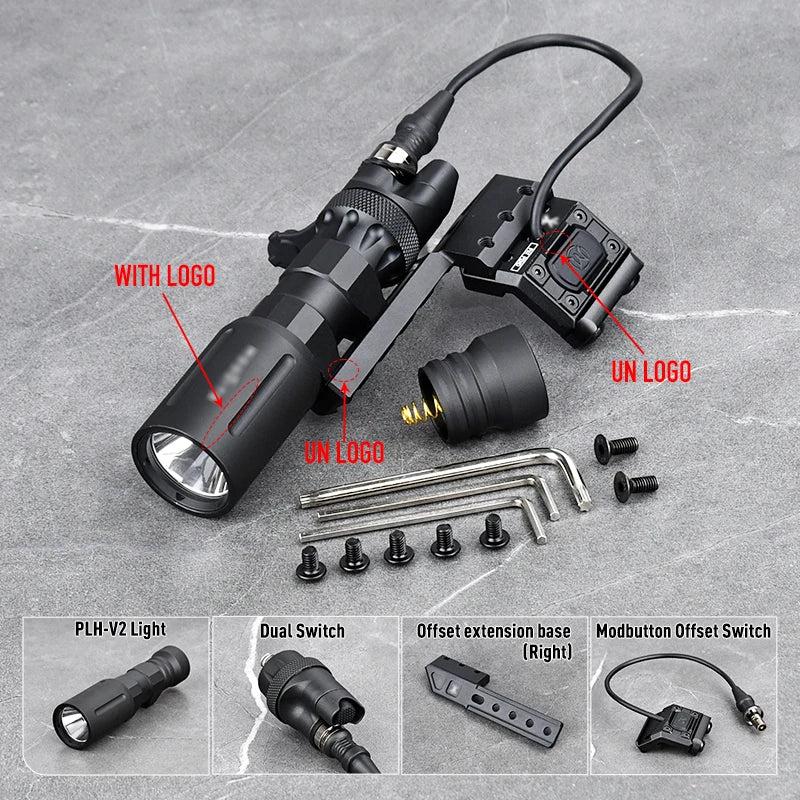 Tactical PLHV2 Flashlight High Power Scout Light Modlit PLH-V2 Hunting Weapon1 Lamp UNIT Offset Switch For 20mm Picatinny Rail