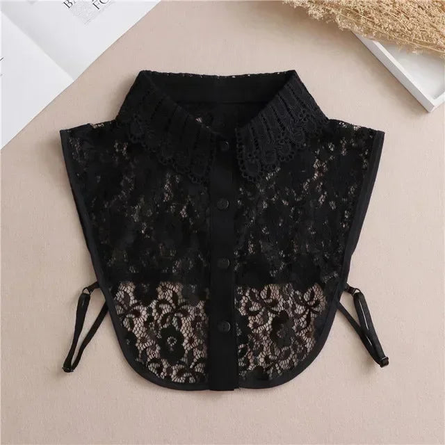 Women's Vintage Lace Front Tie Detachable Collar
