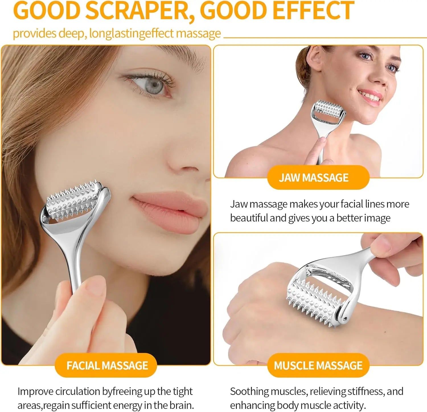 Acupressure Roller Deep Tissue Massage Tool for Face Acupuncture Roller SkinCare Face Massager Gua Sha Facial Tools Massage Tool