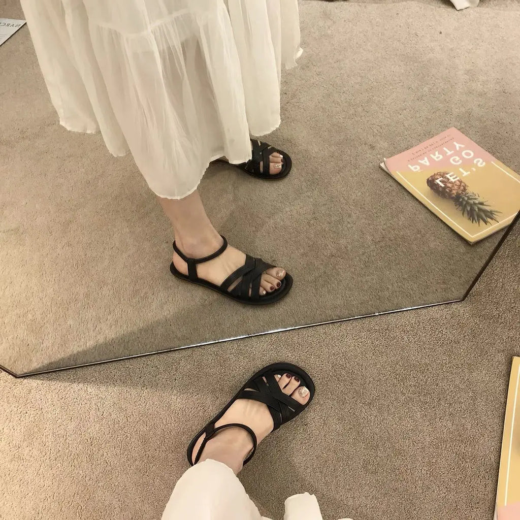 Summer Sandals New Fashion Simple Women Shoes Soft Comfort Versatile Flat Shoe Beach Retro Daily Roman Shoes Босоножки Женские