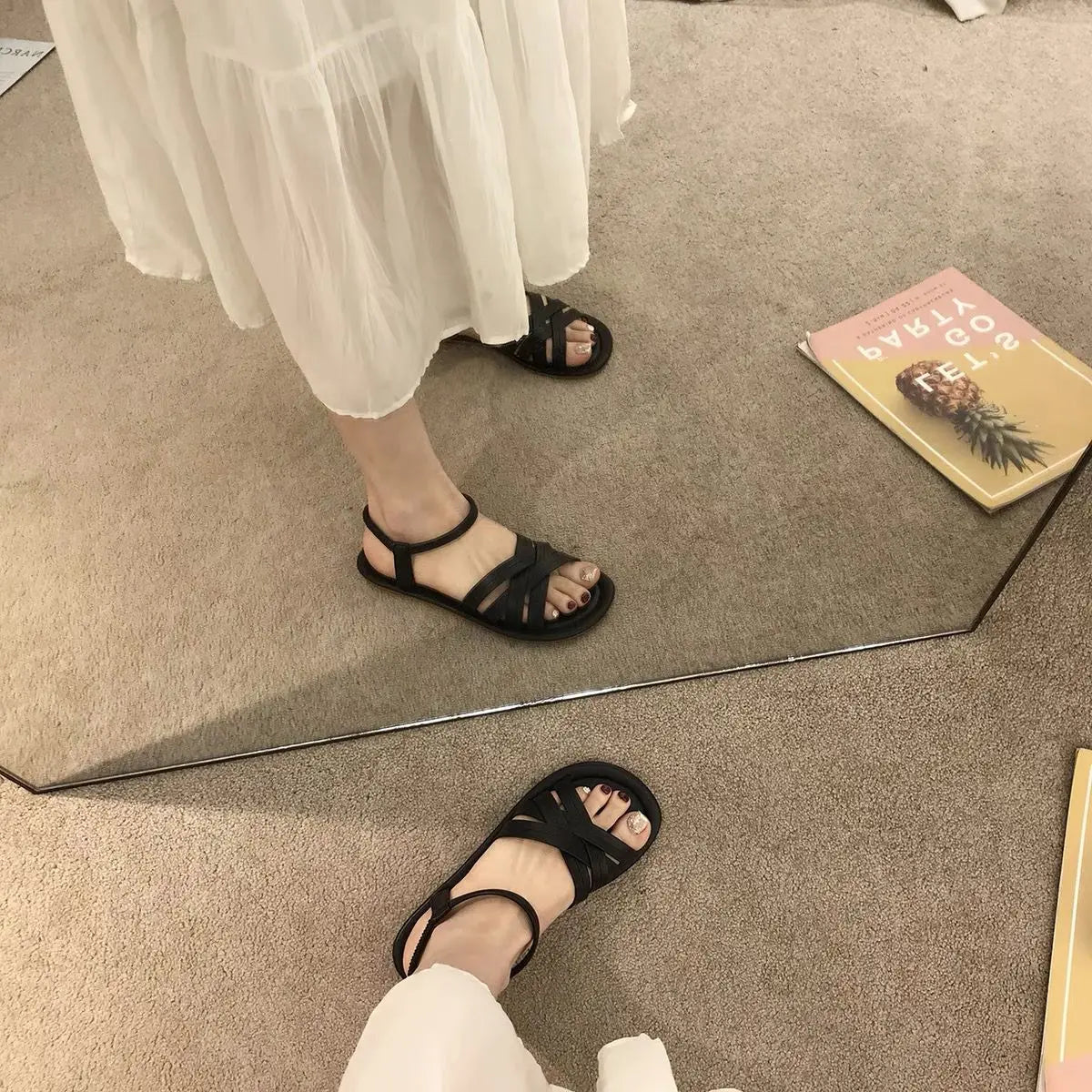 Summer Sandals New Fashion Simple Women Shoes Soft Comfort Versatile Flat Shoe Beach Retro Daily Roman Shoes Босоножки Женские