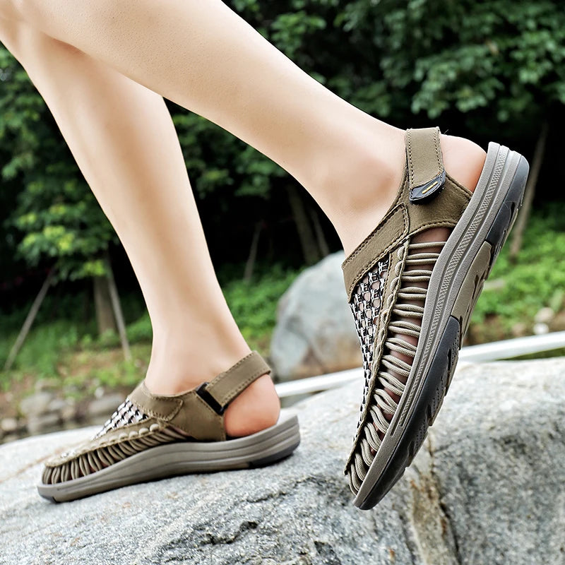 Summer New Sandals Men's Brand Designer Fashion Casual Outdoor Waders Large Size Hand-woven High Quality Beach Sandals For Men
