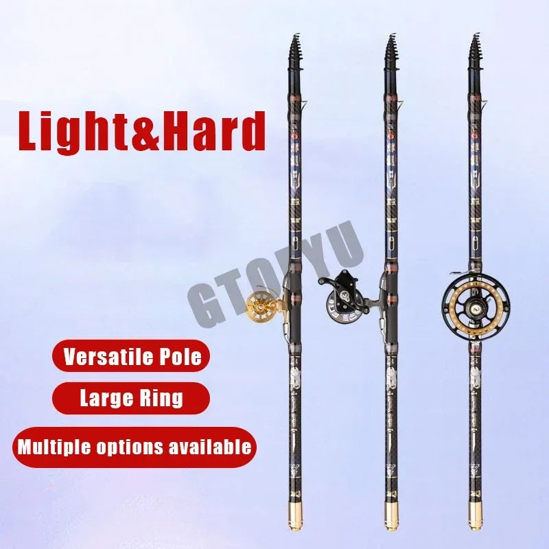 High Carbon Variable 4.5-10M Multi Positioning Hollow Fishing Rod and Reel Combo Set Ultralight Superhard Stream Hand Pole Set