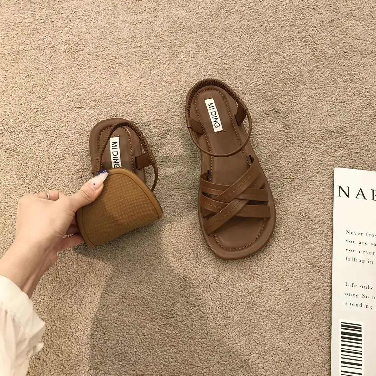 Summer Sandals New Fashion Simple Women Shoes Soft Comfort Versatile Flat Shoe Beach Retro Daily Roman Shoes Босоножки Женские