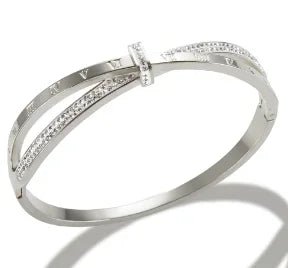 Fashion Simple Stainless Steel 3 Crystal Bracelet Bangle - memorylane shop