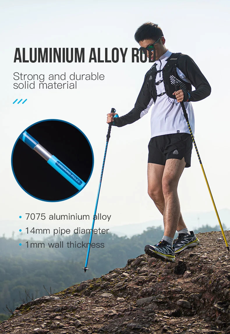 AONIJIE E4202 110cm 120cm Lightweight Folding Collapsible Quick Lock Cross-country Trekking Pole Aluminium Alloy Walking Stick