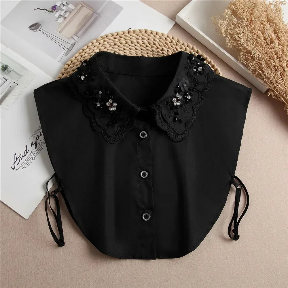 Women's Vintage Lace Front Tie Detachable Collar