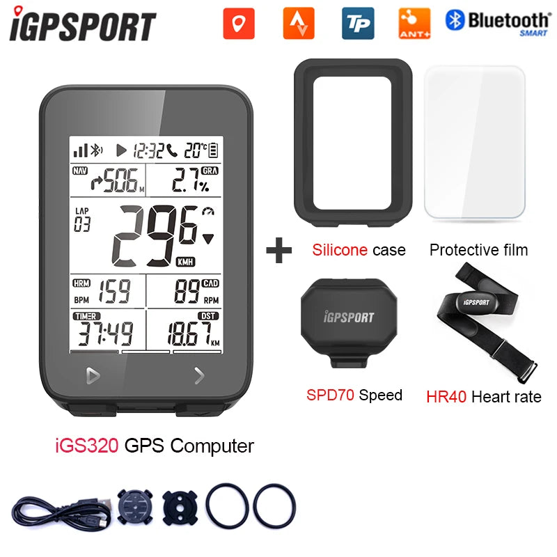 IGPSPORT iGS320 TYPE-C Blu5.0 ANT+ long battery 2.4 inch Outdoor Gps Bike Computer Navigation Tracking Wireless Speedometer