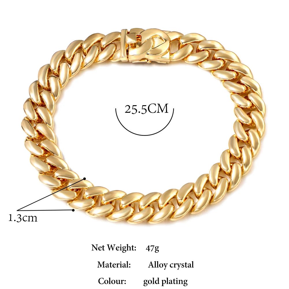Summer 14MM Chunky Cuban Anklet For Women Gold - plated Rhombus Cuban Link Chain Anklets Beach Sandals Jewelry New - memorylane shop