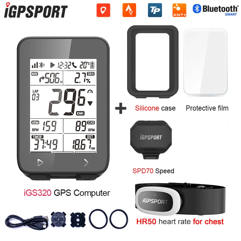 IGPSPORT iGS320 TYPE-C Blu5.0 ANT+ long battery 2.4 inch Outdoor Gps Bike Computer Navigation Tracking Wireless Speedometer