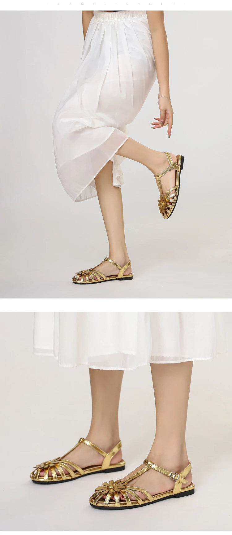 Women's Braided Hollow Closed-Toe Roman Flat Sandals