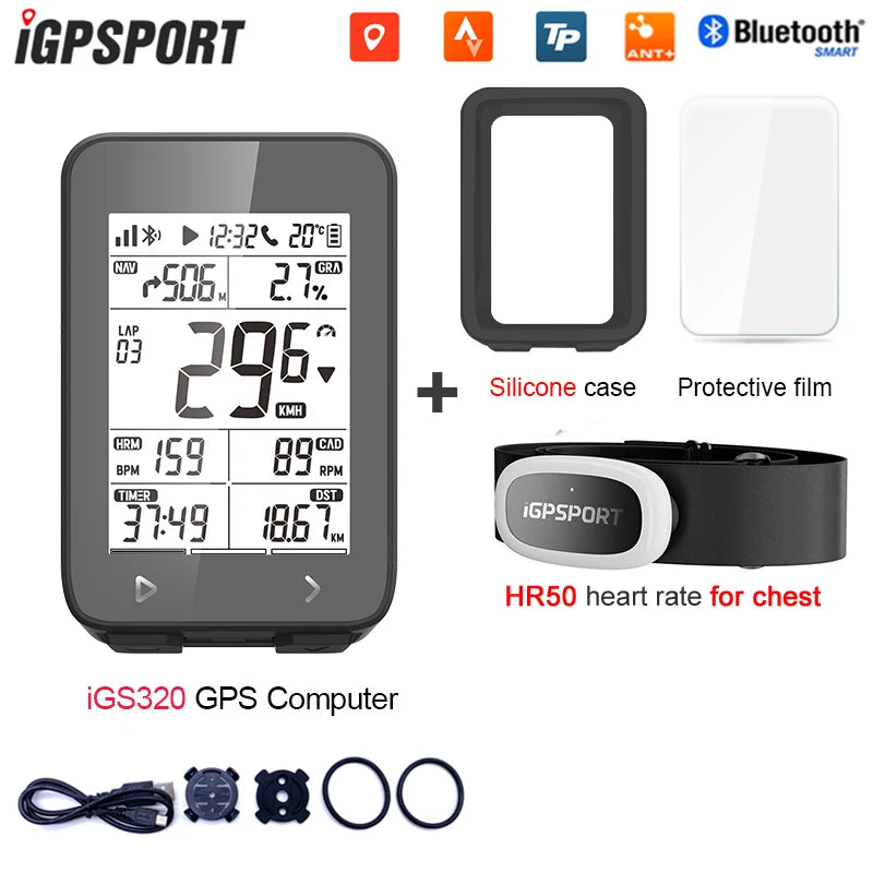 IGPSPORT iGS320 TYPE-C Blu5.0 ANT+ long battery 2.4 inch Outdoor Gps Bike Computer Navigation Tracking Wireless Speedometer