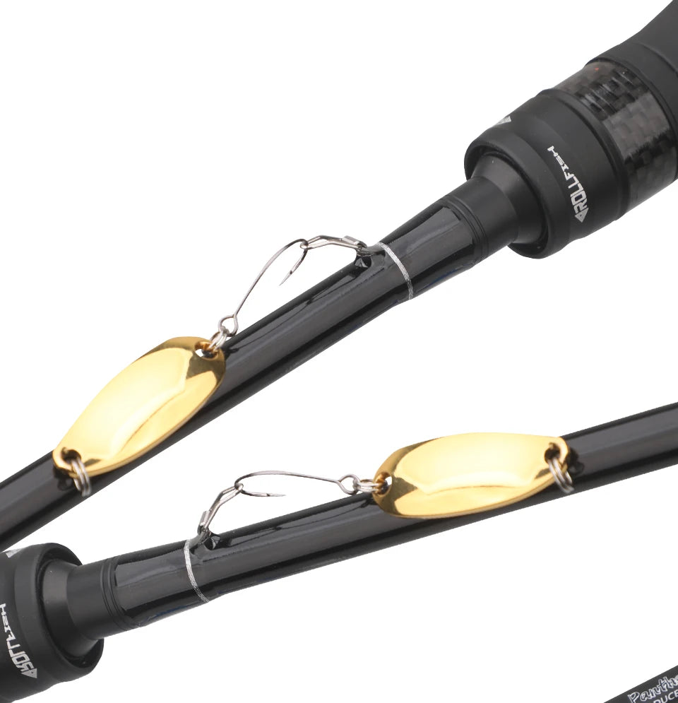 ROLLFISH Carbon Fiber Spinning Casting Fishing Rod M Power Fast Action For Freshwater & Saltwater Bass Trout Carp Fish
