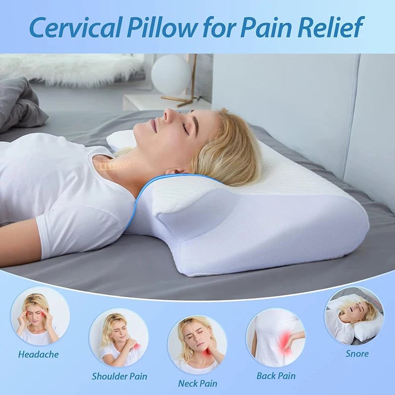 2-in-1 memory foam neck pillow - contoured orthopedic support for better sleep