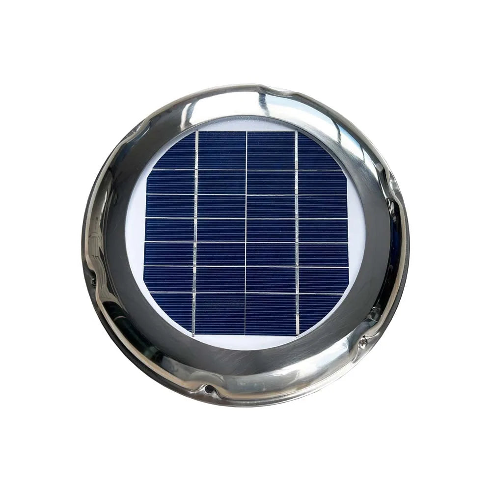 2.5W Stainless Steel Roof Solar Vent Fan Exhaust Ventilation 60CFM Waterproof Ideal for RV Boat Container Greenhouse Toilet