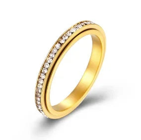 Stainless Steel Zircon Ring for Women – Waterproof Romantic Jewelry