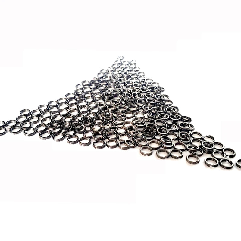 TAKEDO 100PCS/BAG New Arrival Black Nickel Flaser Double Split Ring Stainless Steel Fishing Accessories Connector Fishing Lures