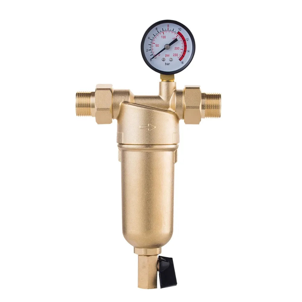 Hot Water siphon backwash Prefilter Purifier system 40micron stainless steel mesh copper Cover whole house Pre-filter