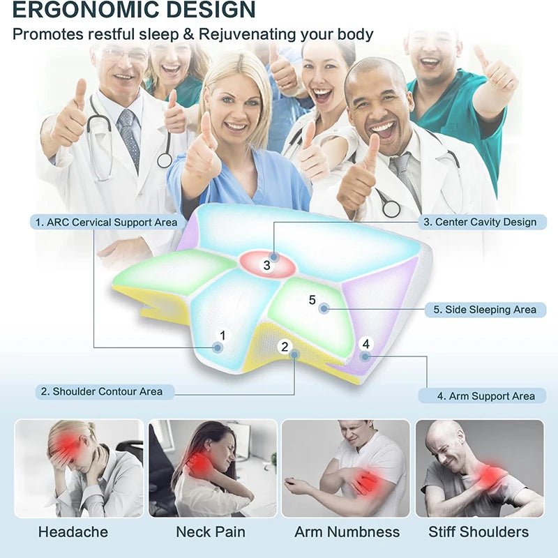 2-in-1 memory foam neck pillow - contoured orthopedic support for better sleep