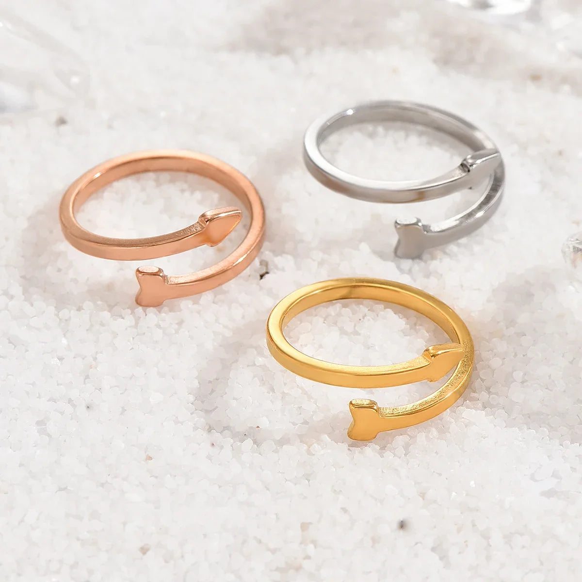 3pc Stainless Steel Hollow Arrowhead Toe Rings for Women