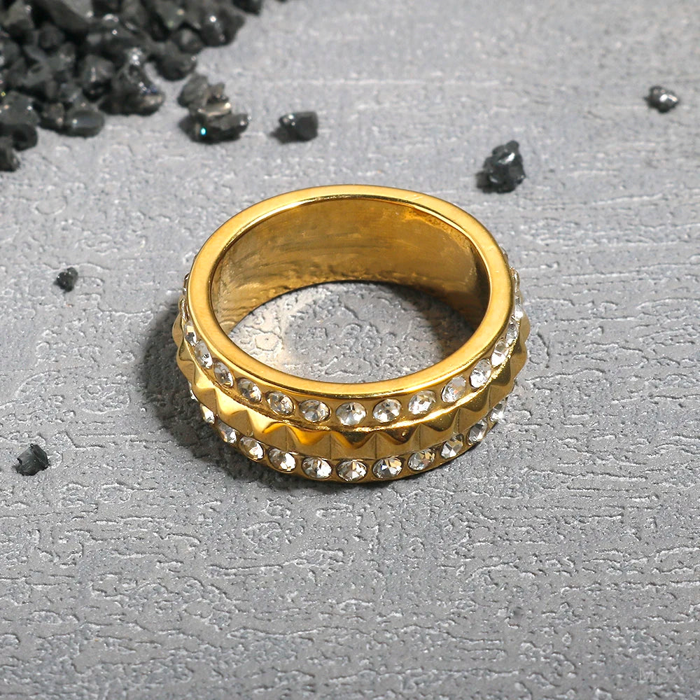 Stainless Steel Zircon Ring for Women – Waterproof Romantic Jewelry