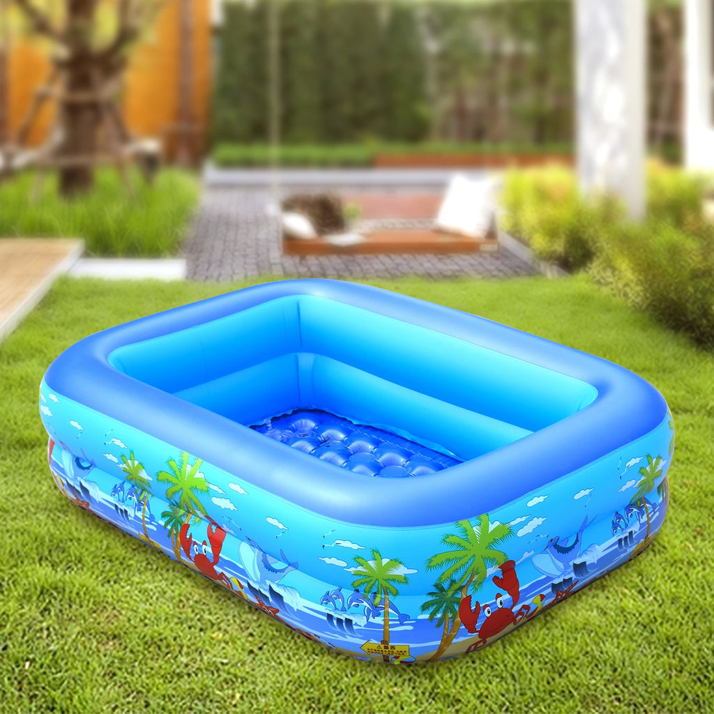 120cm~150cm Inflatable Ball Pit Pool for Kids, Toddlers, Blow Up PVC Swimming Pool for Indoor Outdoor Water Party Backyard, Blue