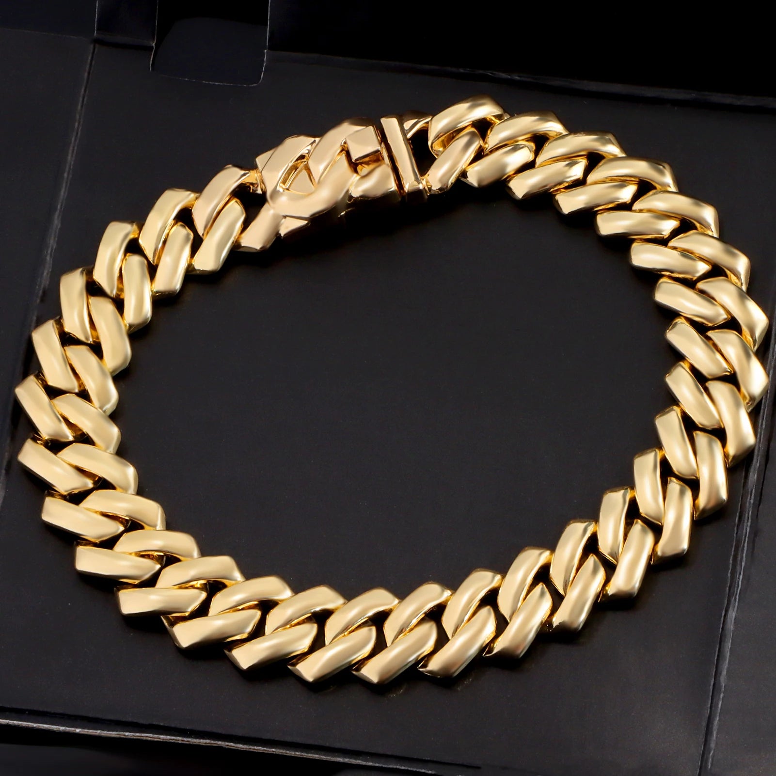 Summer 14MM Chunky Cuban Anklet For Women Gold - plated Rhombus Cuban Link Chain Anklets Beach Sandals Jewelry New - memorylane shop