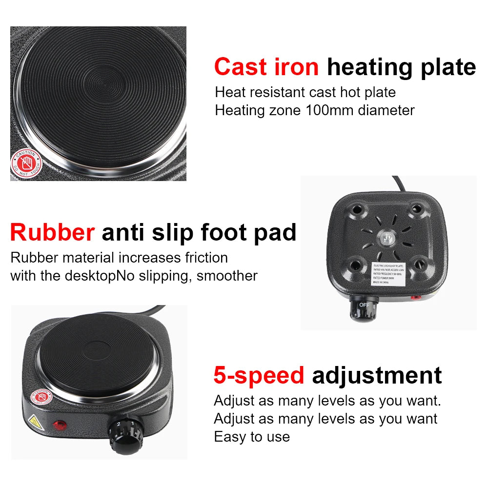 Mini Electric Cooker Plate 500W – Portable Heating Stove for Milk, Coffee & More