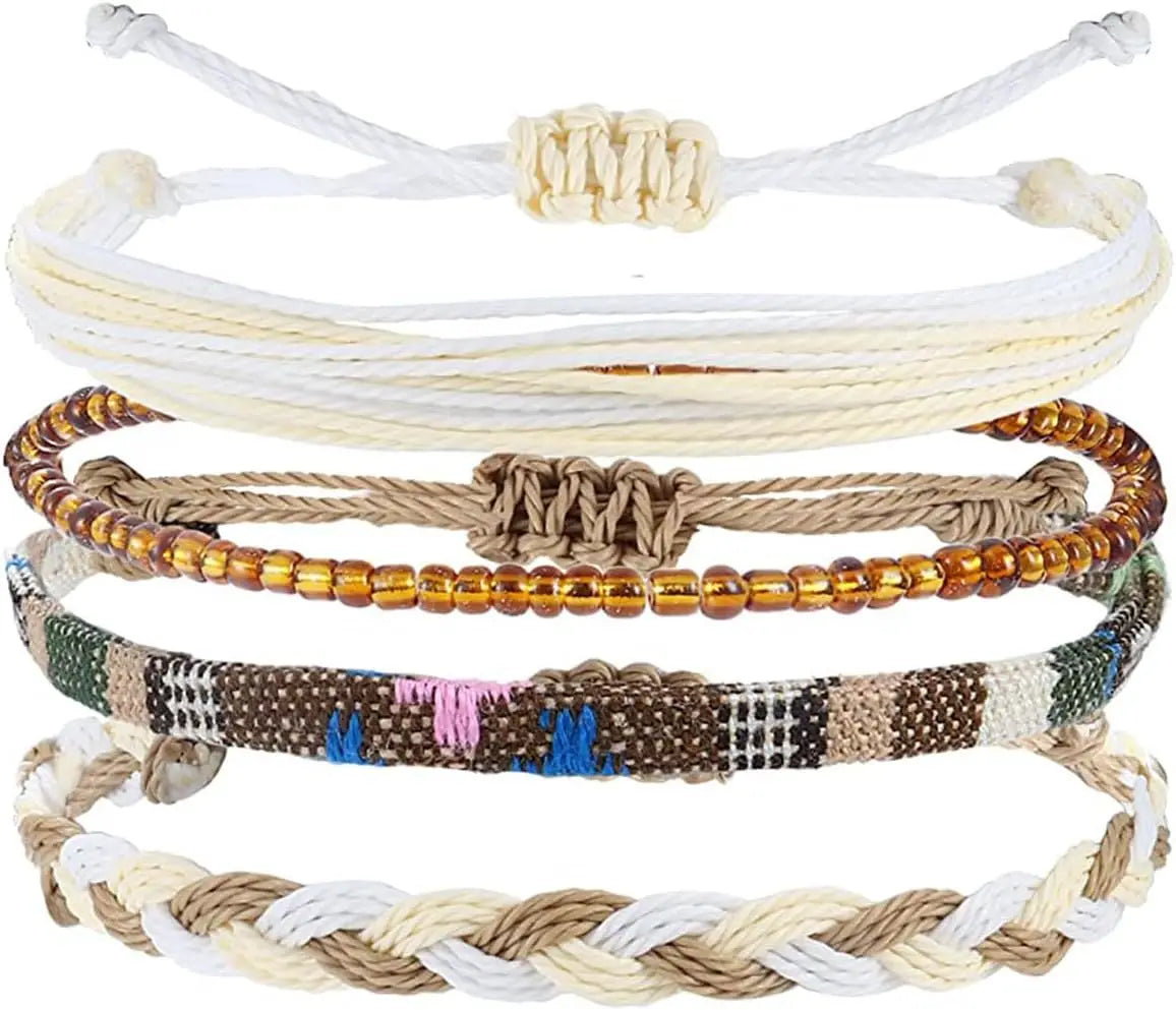 Beach Summer Ankle Bracelet for Women Teen Girls Waterproof , Handmade Braided Adjustable String Anklets Surfer Bracelets