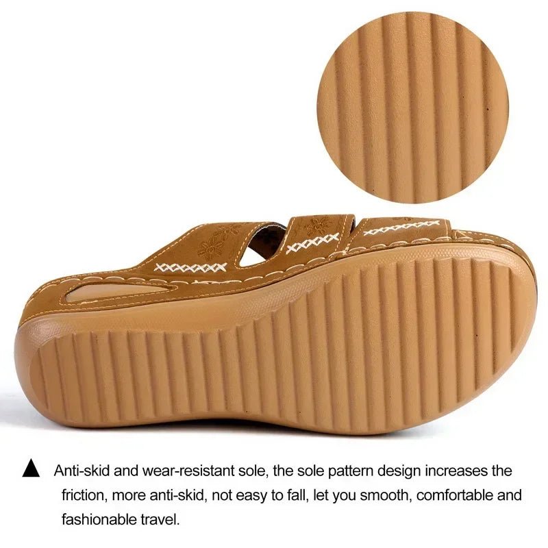 Summer 2025 women's sandals with exposed toes, retro anti slip leather casual women's fashionable versatile sandals - memorylane shop