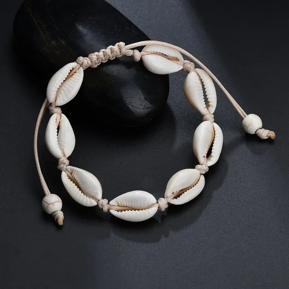 Summer Beach Shell Anklet For Women Bohemian Braided Rope Adjustable Chain Bangle Girls Leisure Vacation Jewelry - memorylane shop