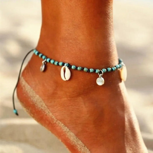 Shell Anklets For Women Beads Shell Foot Jewelry Summer Beach Barefoot Bracelet Ankle On Leg Ankle Strap Bohemian Accessories - memorylane shop