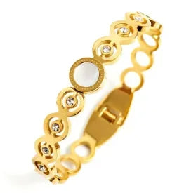Fashion Simple Stainless Steel 3 Crystal Bracelet Bangle - memorylane shop