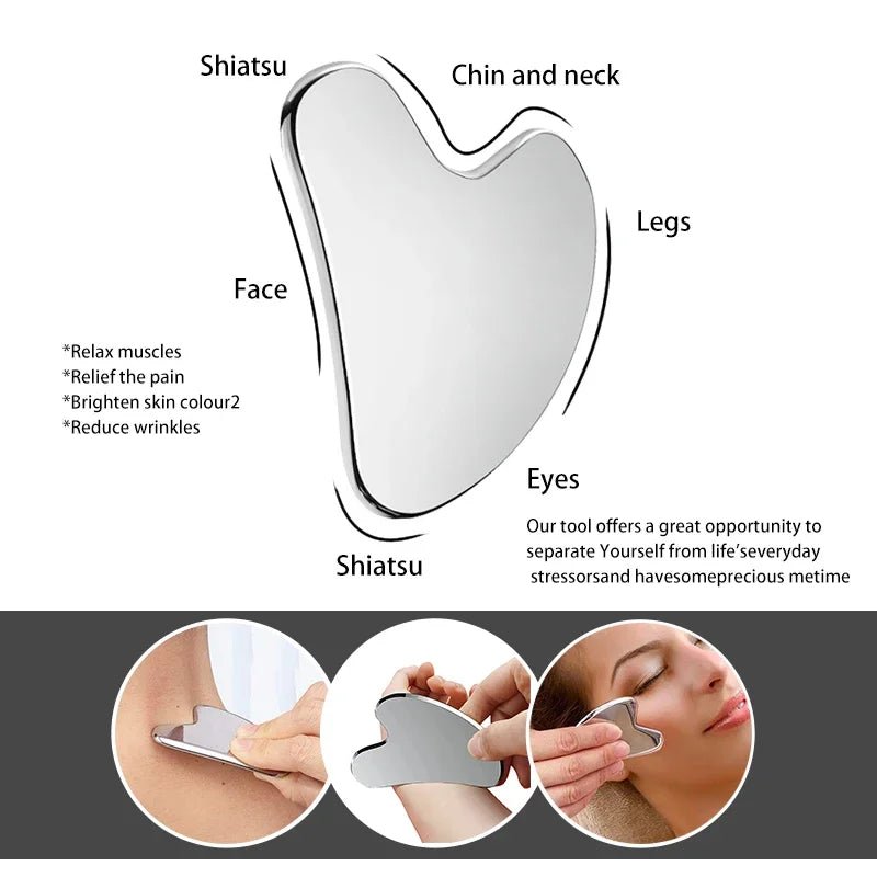 Stainless Steel Facial GuaSha Scraping Face Care Lifting Massage Tools Anti Wrinkle Skin Tighten Cooling Cellulite Massager Tool - memorylane shop