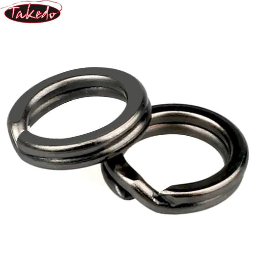 TAKEDO 100PCS/BAG New Arrival Black Nickel Flaser Double Split Ring Stainless Steel Fishing Accessories Connector Fishing Lures - memorylane shop