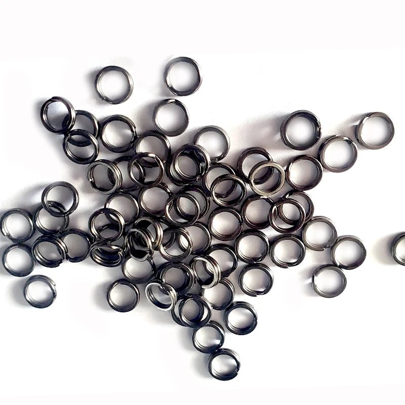TAKEDO 100PCS/BAG New Arrival Black Nickel Flaser Double Split Ring Stainless Steel Fishing Accessories Connector Fishing Lures - memorylane shop