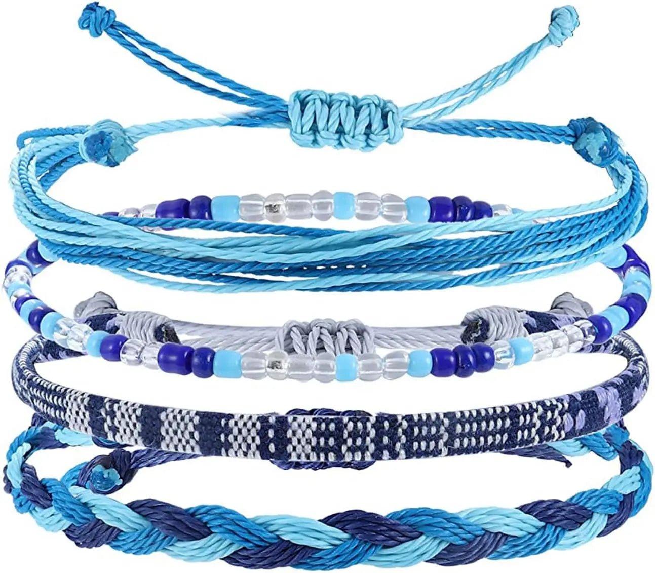 Beach Summer Ankle Bracelet for Women Teen Girls Waterproof , Handmade Braided Adjustable String Anklets Surfer Bracelets - memorylane shop