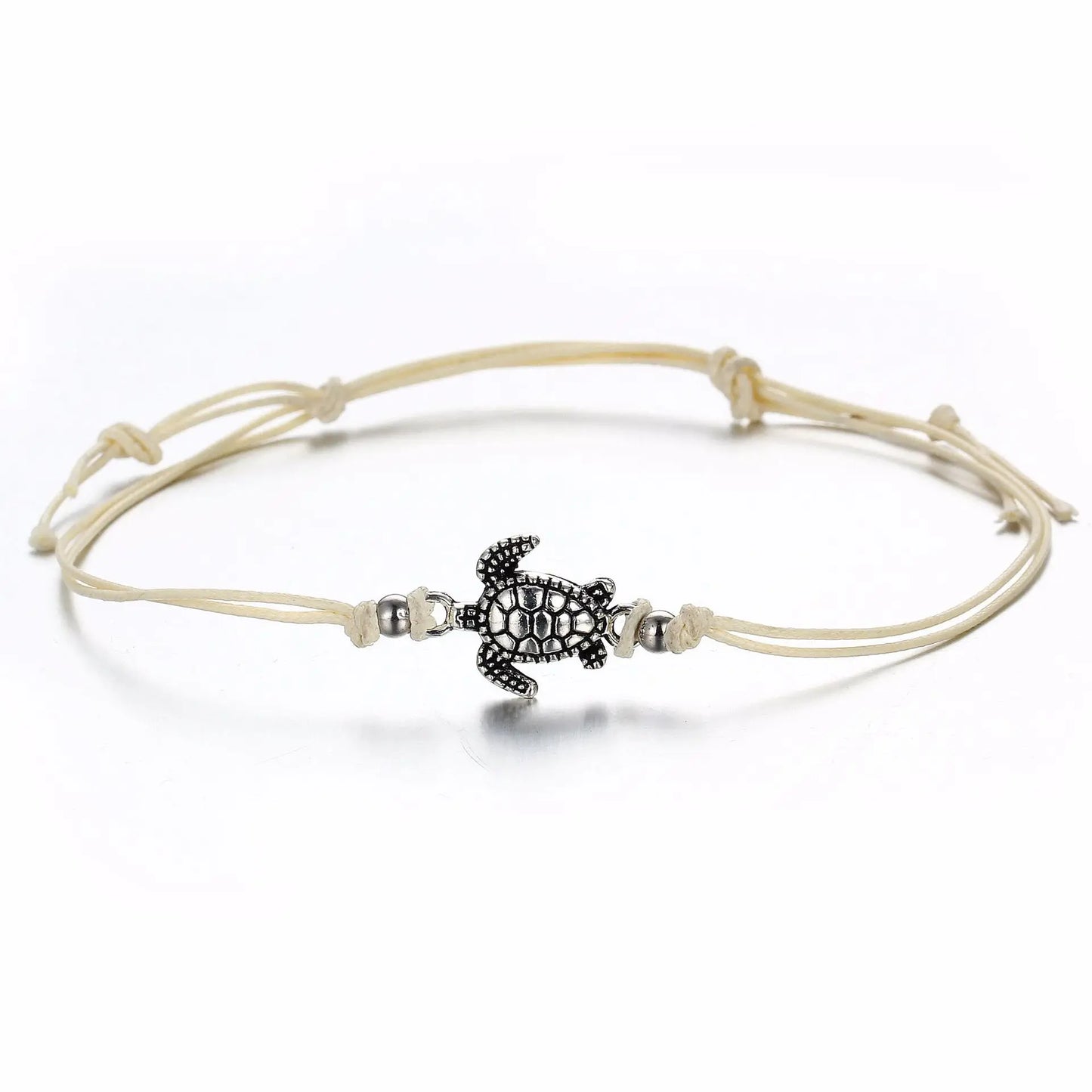 Vintage Turtle Anklets For women Summer Beach Barefoot Crochet Sandals Ankle Bracelets on Foot Wax rope Chain Jewelry - memorylane shop